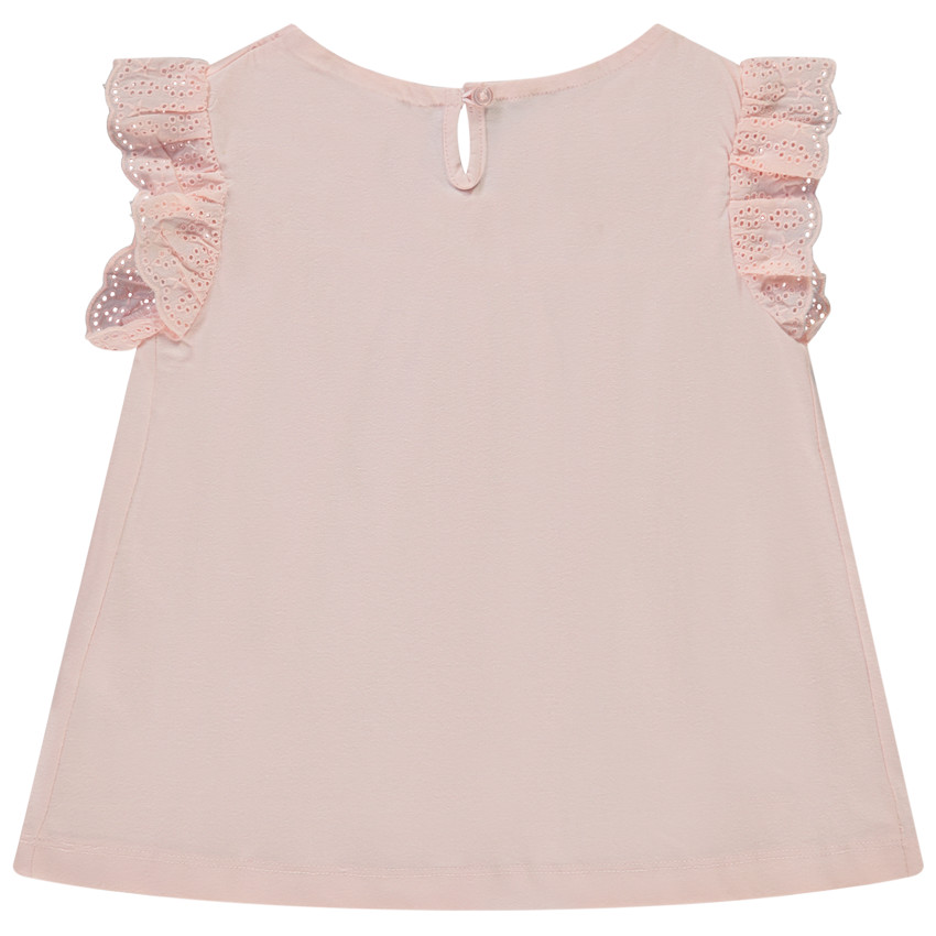 T-shirt manches courtes avec broderie anglaise pour fille 