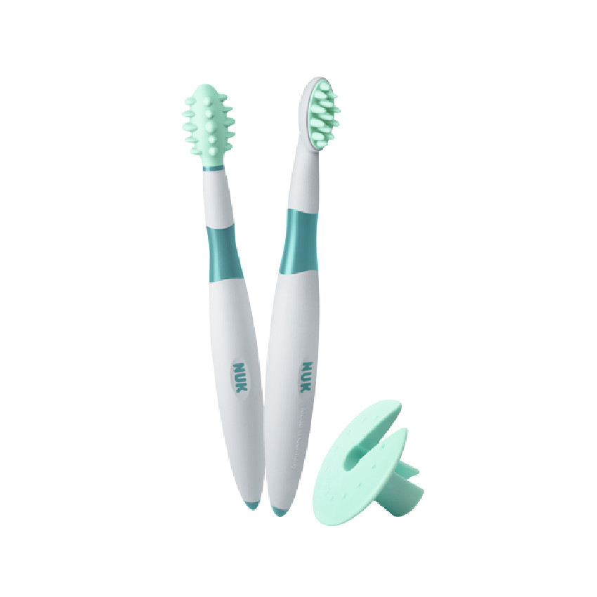 Lot de 2 brosses à dents éducatives 6m+ avec bague de sécurité - Bleu (Nuk) - Image 1