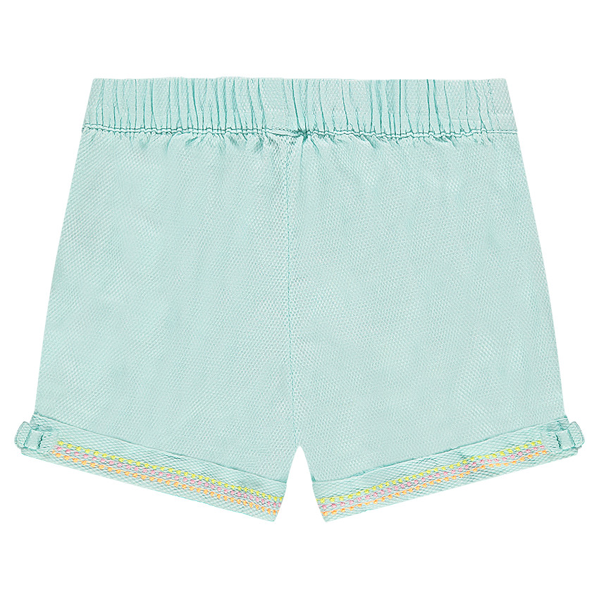 Short en coton fantaisie avec frise brodée sur les revers 