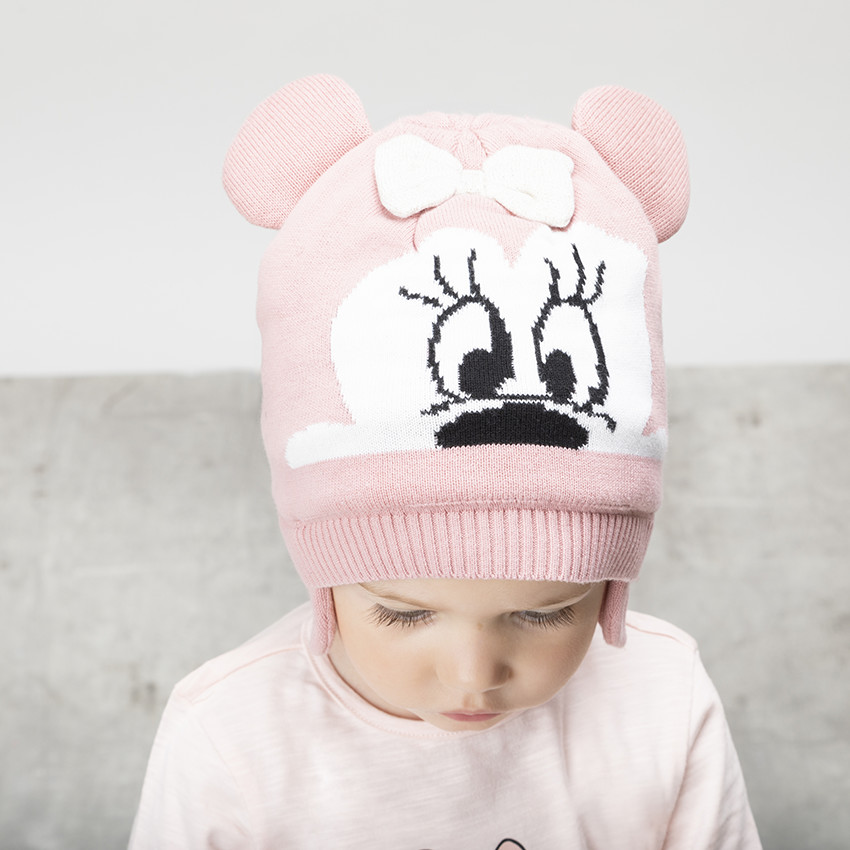 Bonnet en tricot motif Minnie Disney doublé sherpa