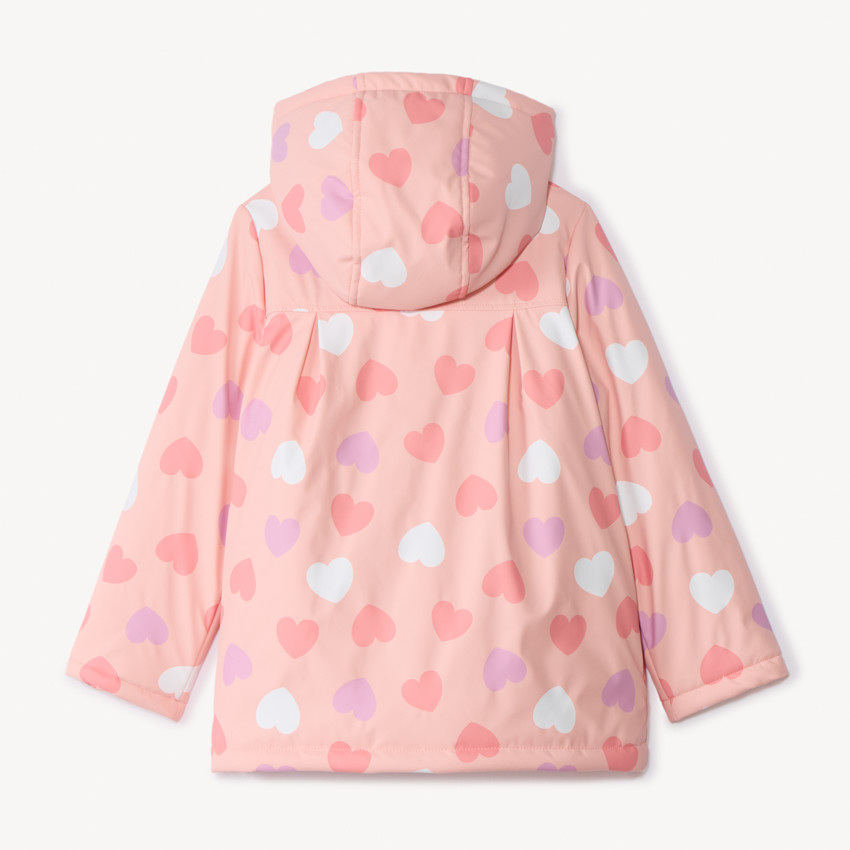 Parka gomme à couleur changeante imprimé cœurs pour fille 