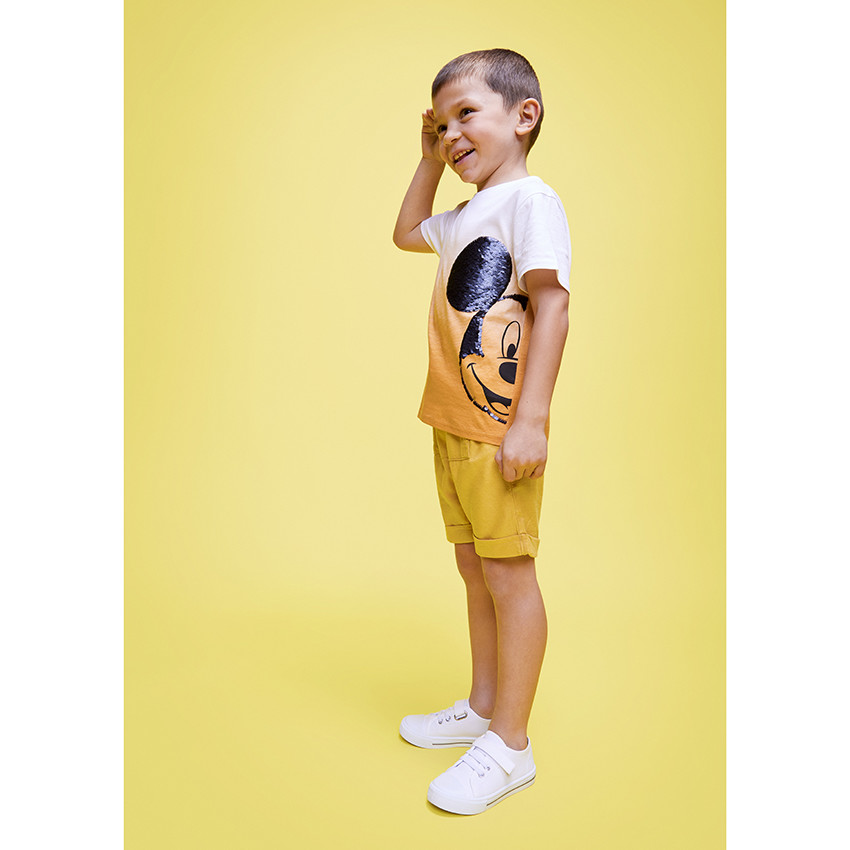 T-shirt manches courtes Mickey Disney en sequins magiques pour garçon 