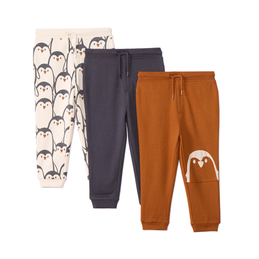 Lot de 3 joggings molleton motifs pingouin pour bébé garçon 