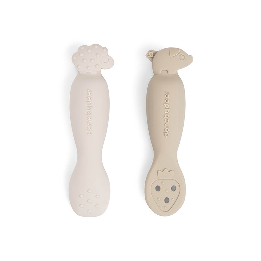 Lot de 2 cuillères 1er âge en silicone Tiny Farm sable 