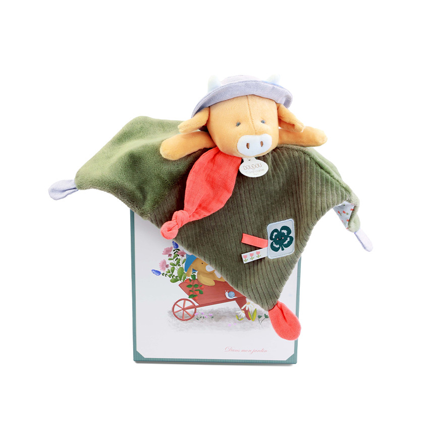 Petite peluche Aneth la vache doudou plat