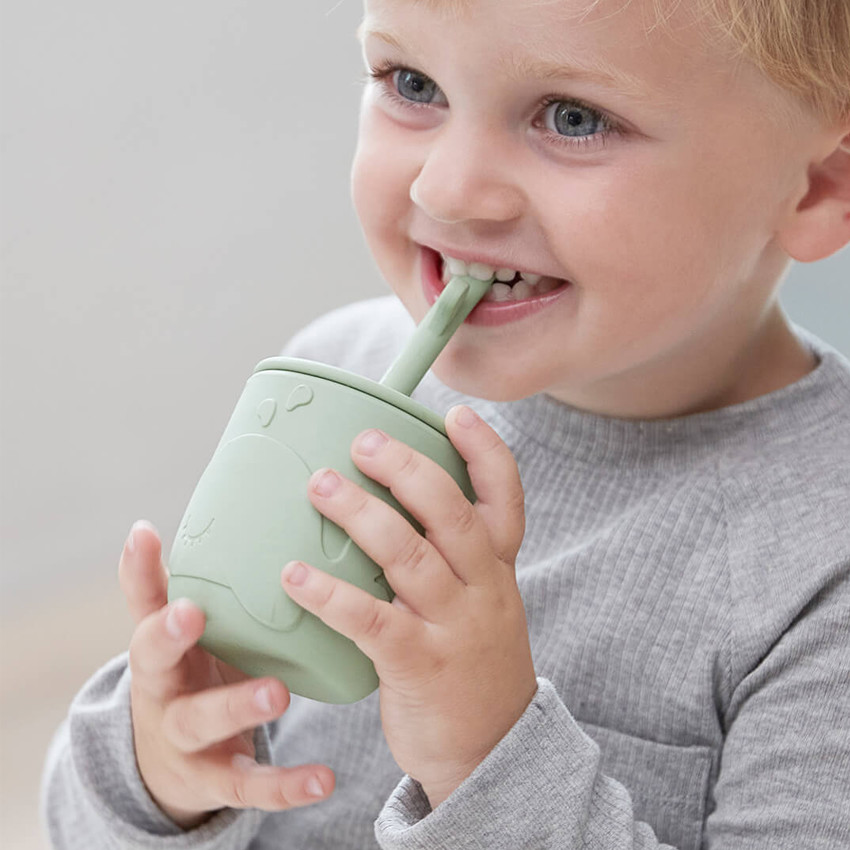 Lot de 2 gobelets avec paille Peekaboo - Wally vert 