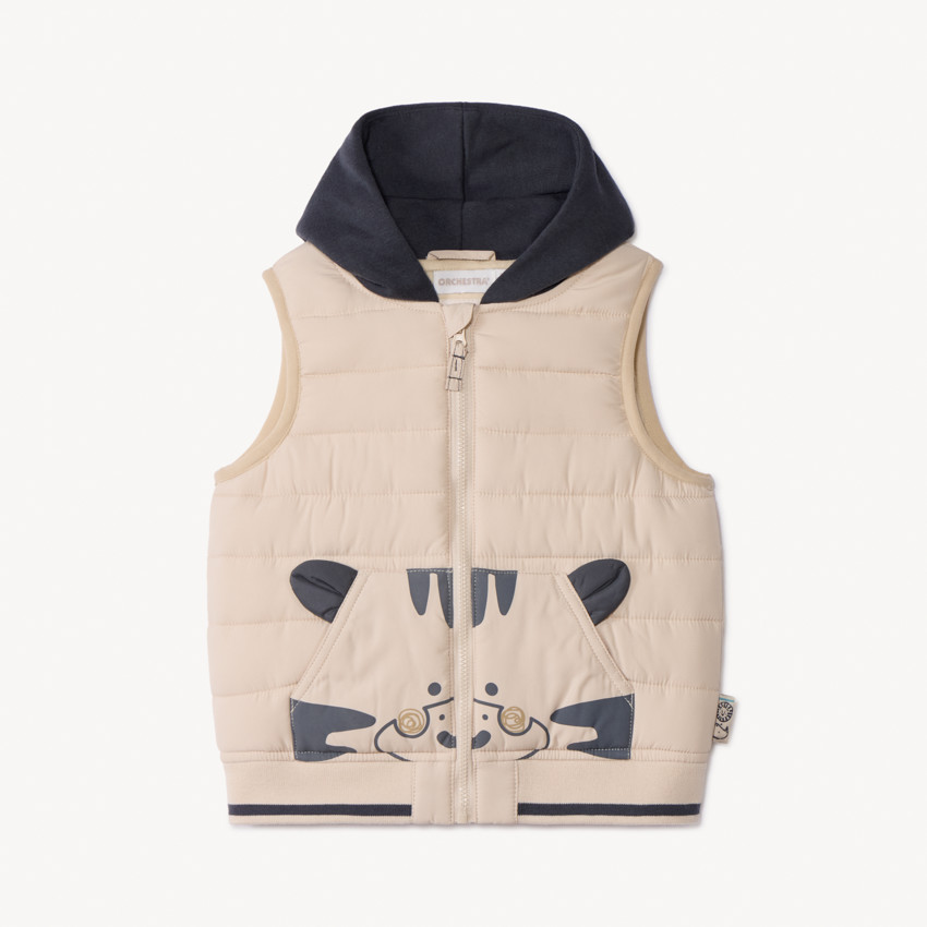 Doudoune sans manches ludique bi-matière pour bébé garçon