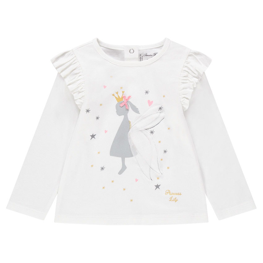 Tee-shirt manches longues volantées avec princesse printée 