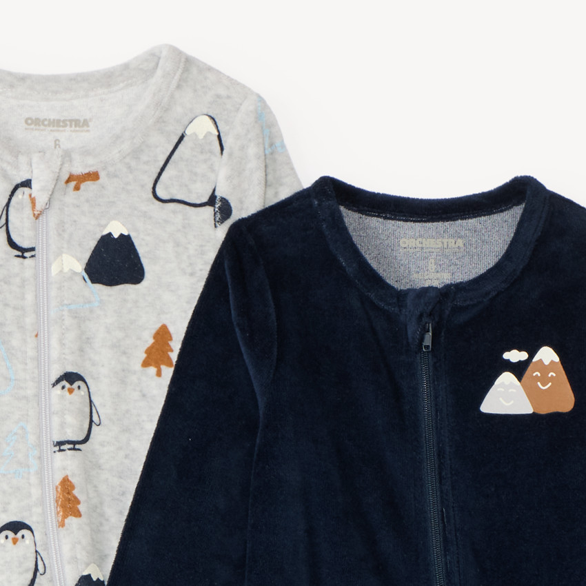 Lot de 2 dors-bien zippés bébé garçon en velours  