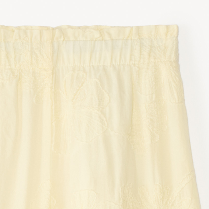 Pantalon évasé en voile brodé à fleurs pour fille 