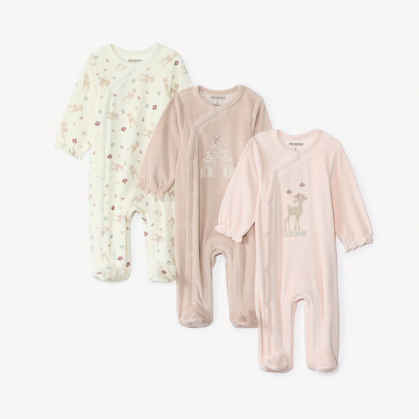 Lot de dors-bien Biche en velours pour bébé fille avec ouvertures  différentes selon l'âge
