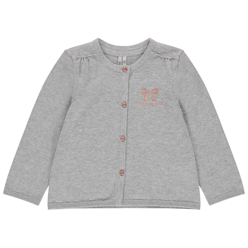 Gilet en tricot chiné à noeud brodé 