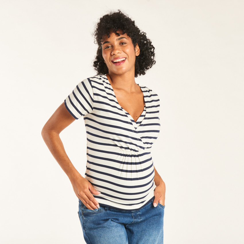 T-shirt marinière de grossesse et d'allaitement manches courtes
