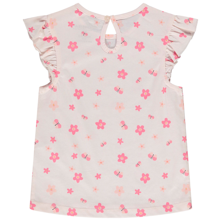 Lot de 2 t-shirts manches courtes volantées en jersey pour bébé fille 