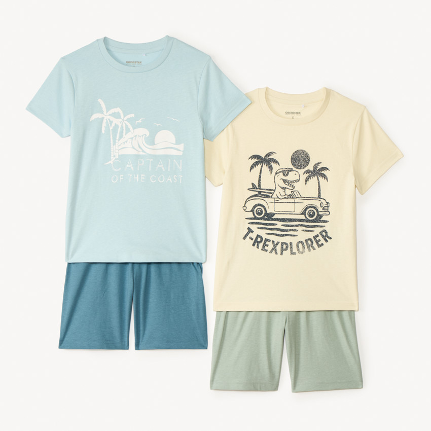 Lot de 2 pyjamas courts fantaisie pour garçon  