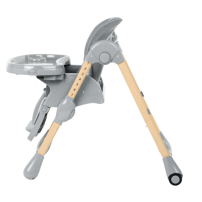 Chaise haute réglable 0+ Jude - Bois et Gris 