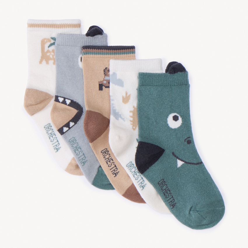 Lot de 5 paires de chaussettes motifs dino pour bébé garçon 