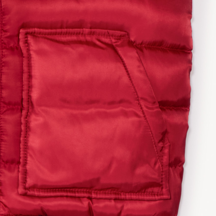 Doudoune sans manches à capuche badge gomme pour garçon 