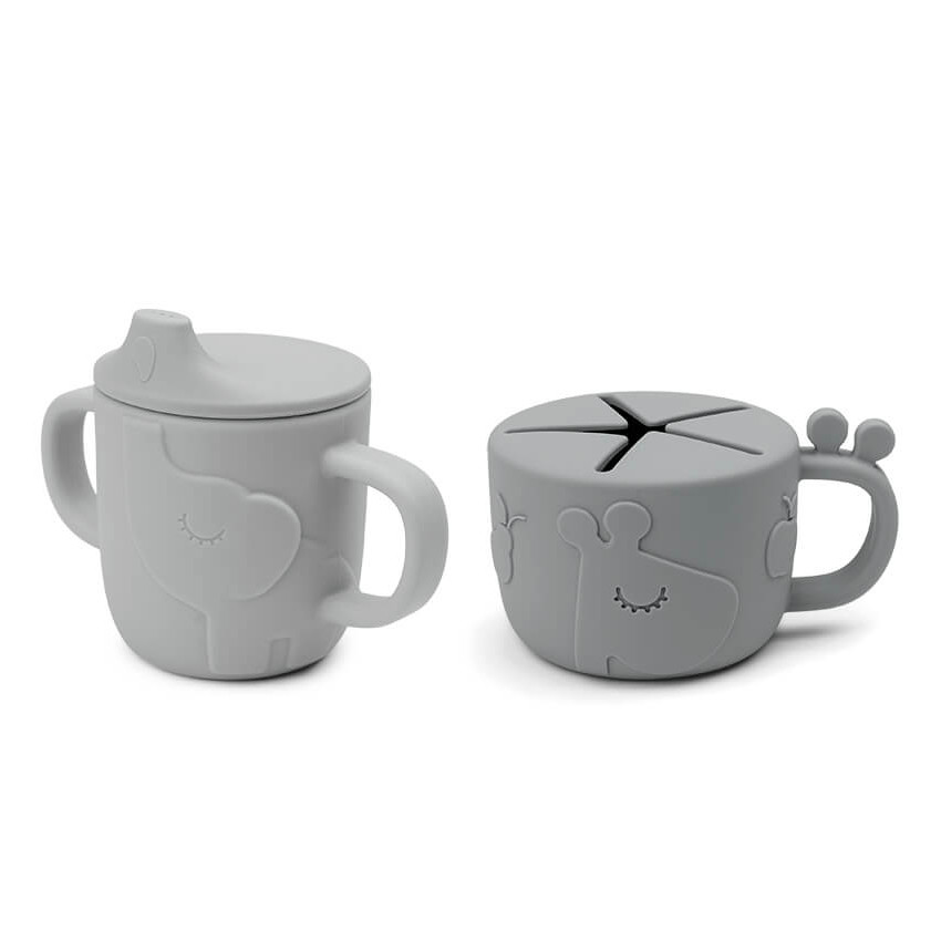 Lot de 2 tasses en silicone Deer Friends - Gris 
