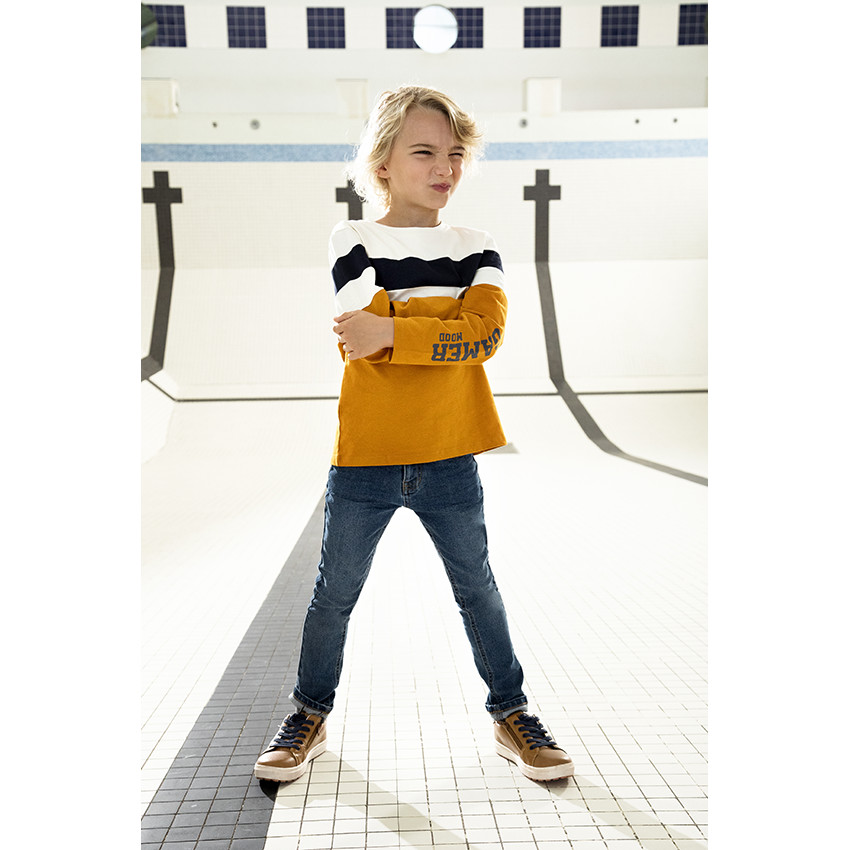 Jean skinny effet used à texte en relief pour garçon 