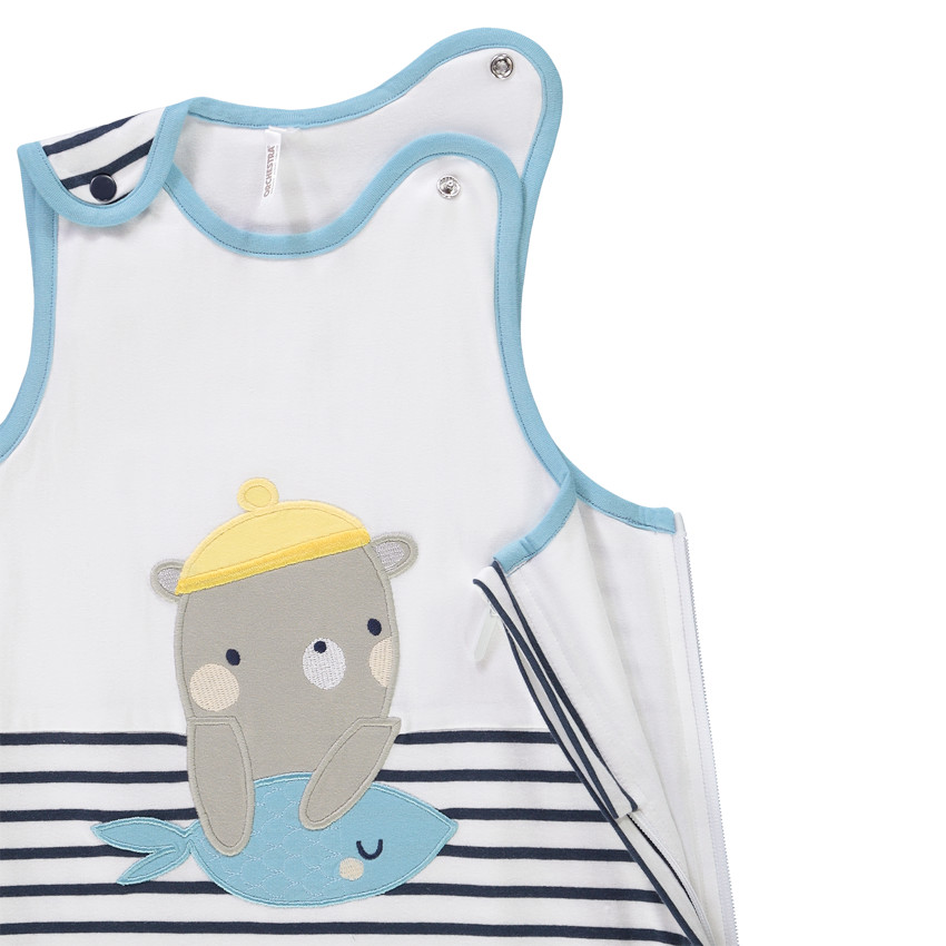 Gigoteuse sans manches rayée en jersey patch ourson pour bébé garçon 