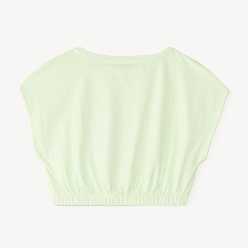 T-shirt manches courtes forme boîte court print fantaisie pour fille 