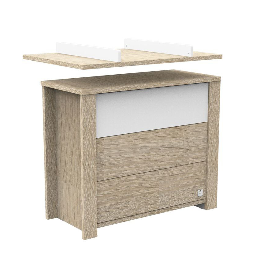 Commode 3 tiroirs Antonin - Bois/Blanc 