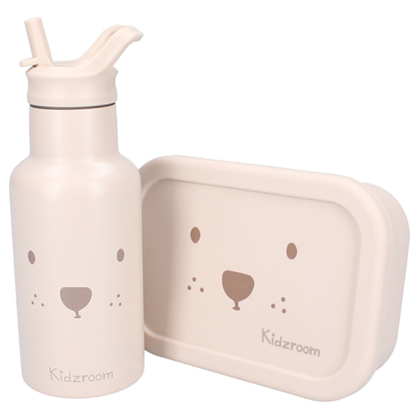 Lunchbox Silicone 3 compartiments Ours Sable - Beige (Kidzroom) - Image 1
