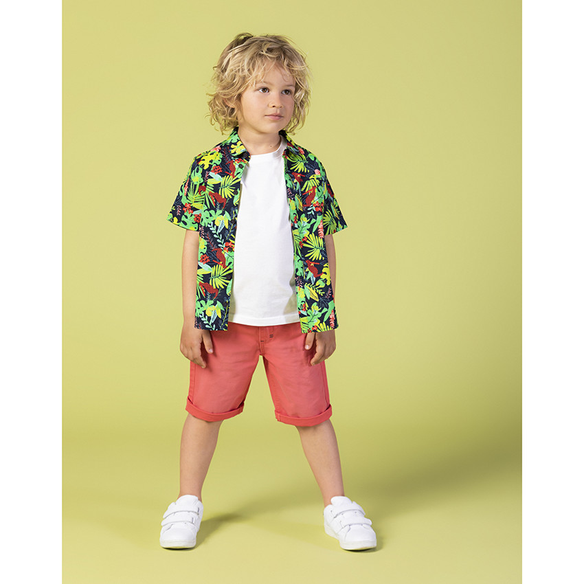 Chemise manches courtes à imprimé tropical all-over 