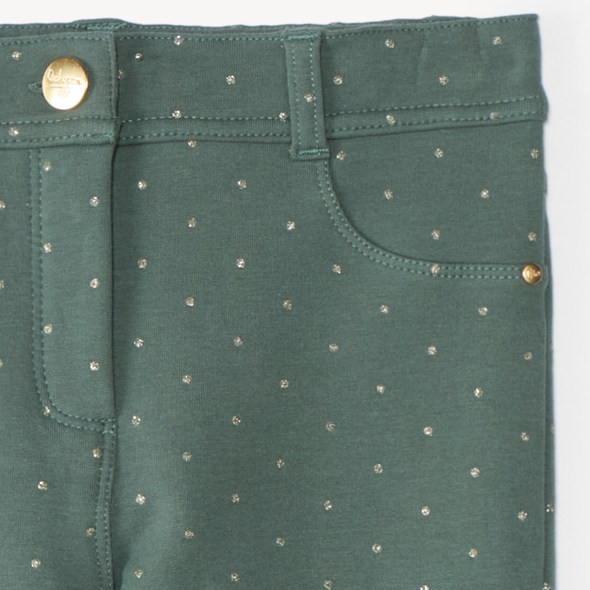 Pantalon fille skinny en molleton à pois dorés 