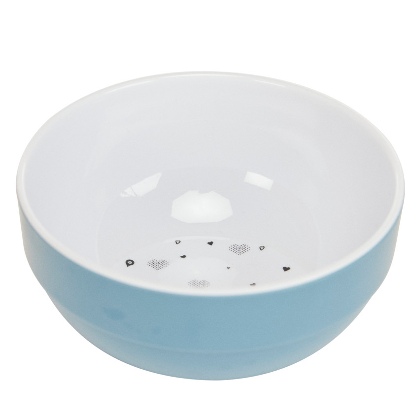 Bol en mélamine imprimé cœurs bleu 