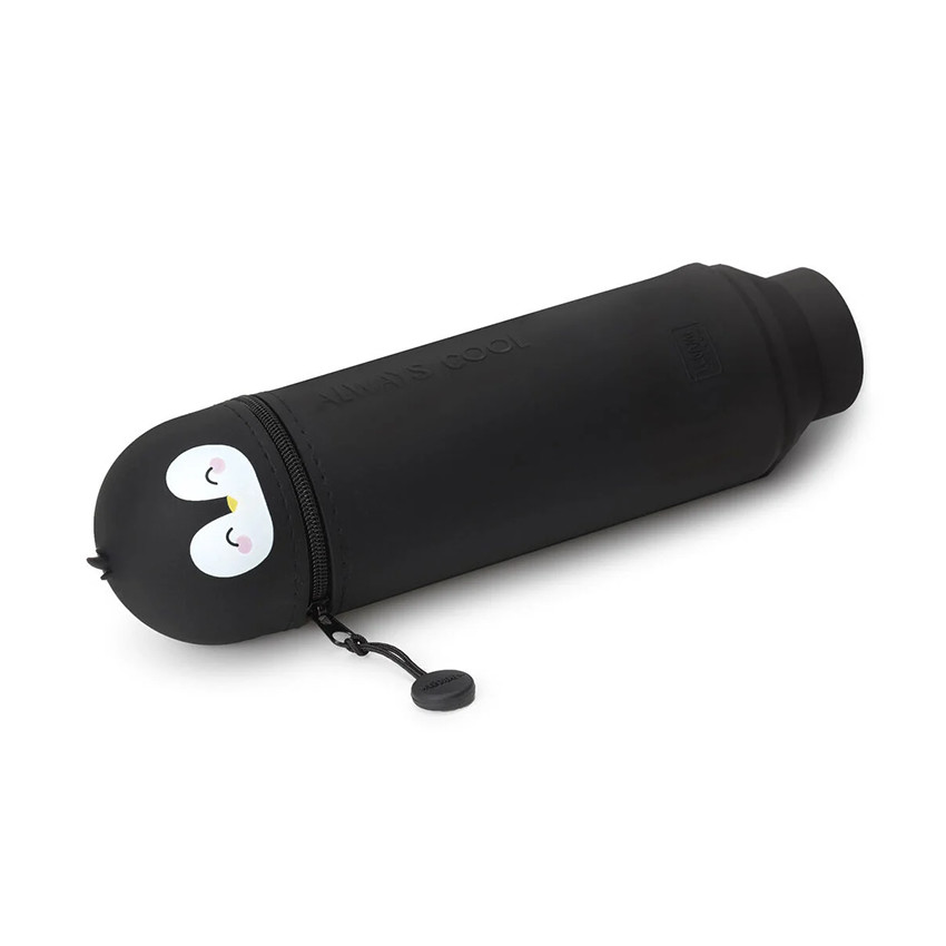 Trousse 2 en 1 en silicone Kawaii Pingouin 