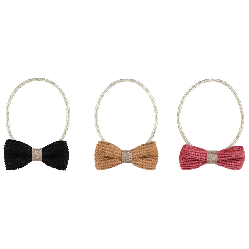 Lot de 3 élastiques brillants à noeud pour enfant fille 