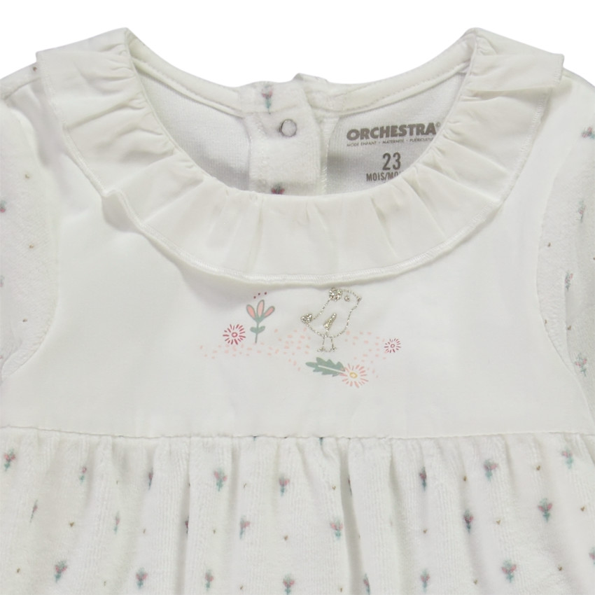 Dors-bien en velours imprimé fleurs pour bébé fille 