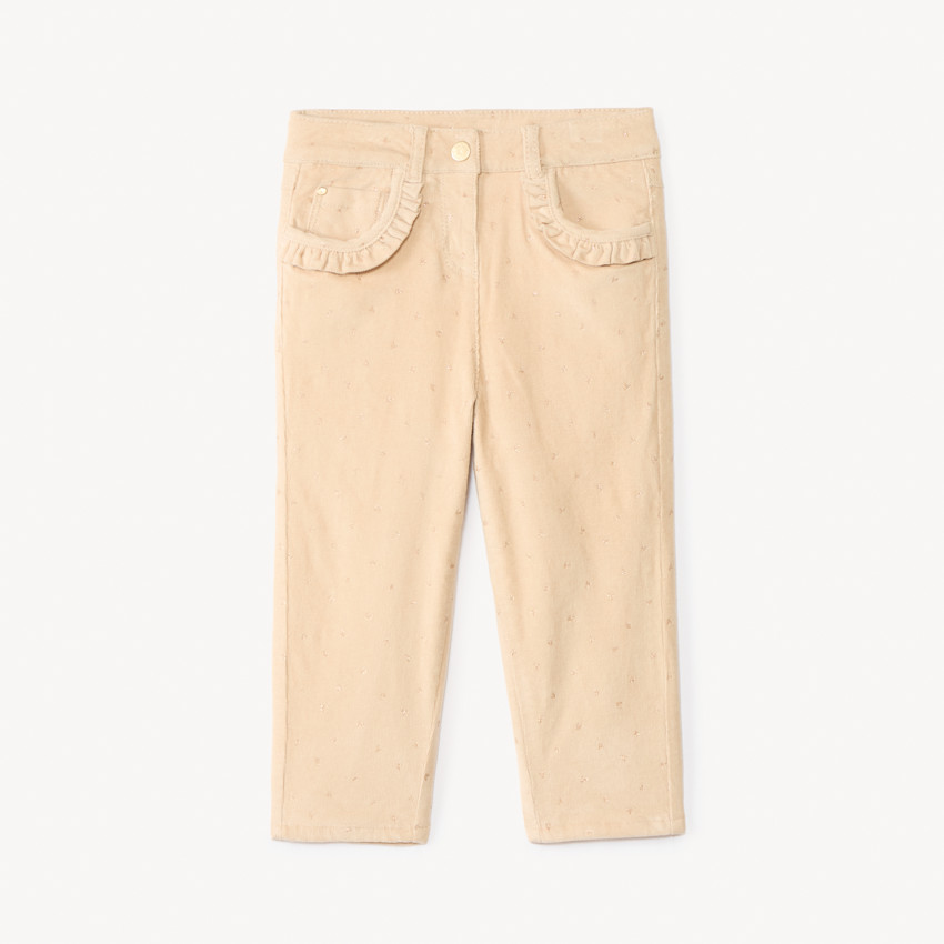 Pantalon velours doublé et imprimé cœur pour bébé fille  