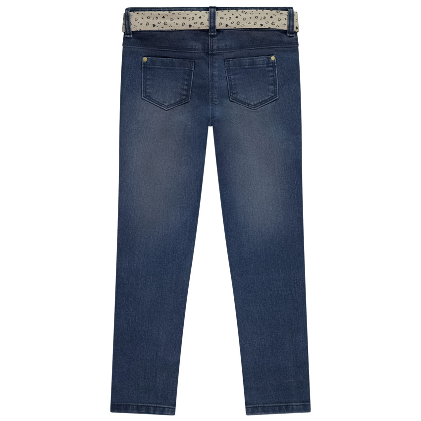 Jean slim en denim avec ceinture foulard fantaisie pour fille 