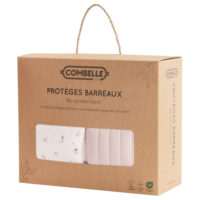 Lot de 5 protèges barreaux modulables Promenade Bucolique rose 
