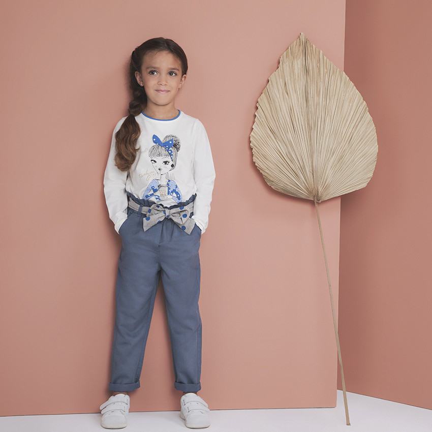 T-shirt manches longues à personnage printé et bandeau en relief 