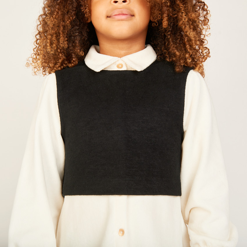 Robe chemise manches longues 2 en 1 pour fille 