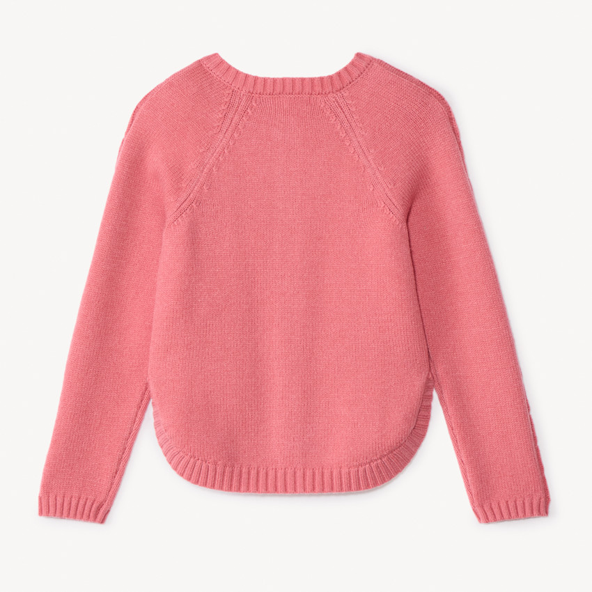 Gilet manches longues en tricot torsadé uni pour fille  