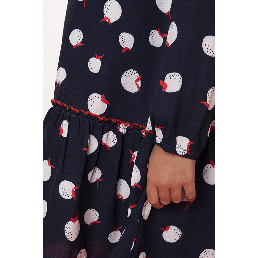 Robe courte manches longues imprimé pommes pour fille 