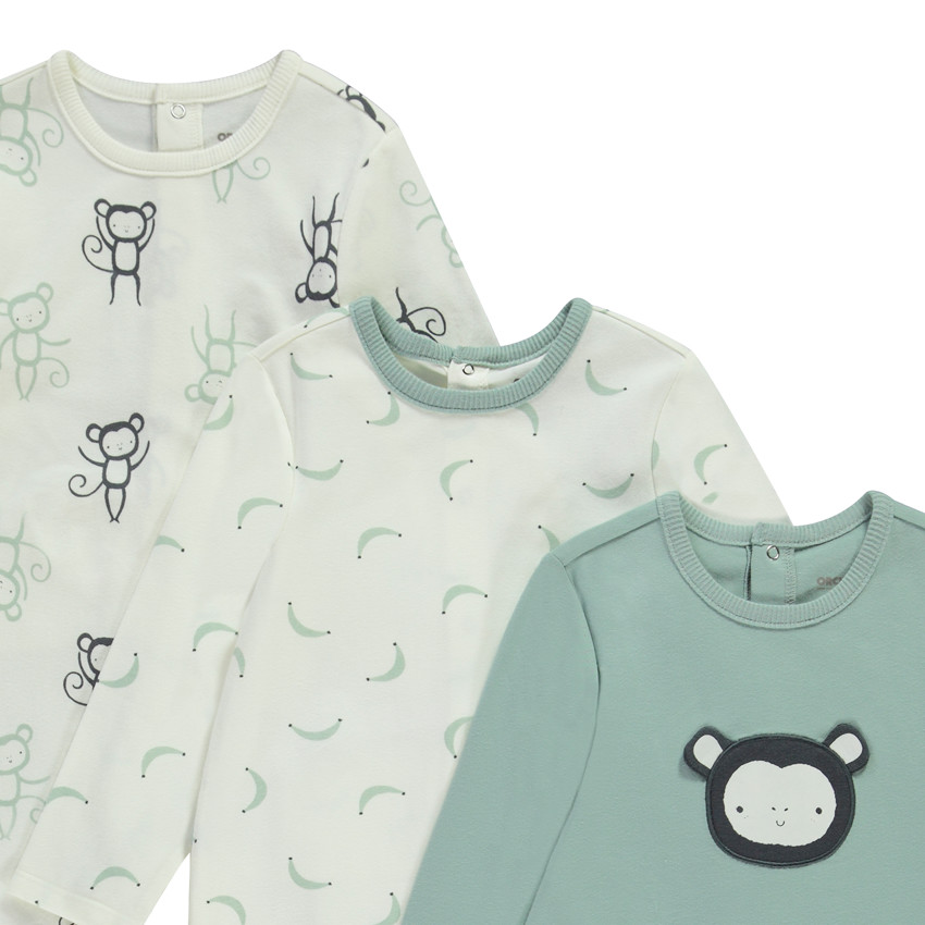 Lot de 3 dors-bien motifs singe pour bébé garçon avec ouvertures différentes selon l'âge 