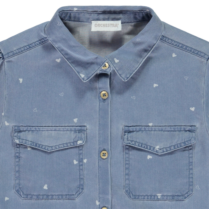 Chemise manches longues imprimé cœurs pour fille 