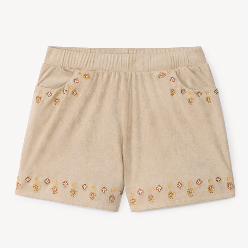Short en suédine à broderie paisley pour fille