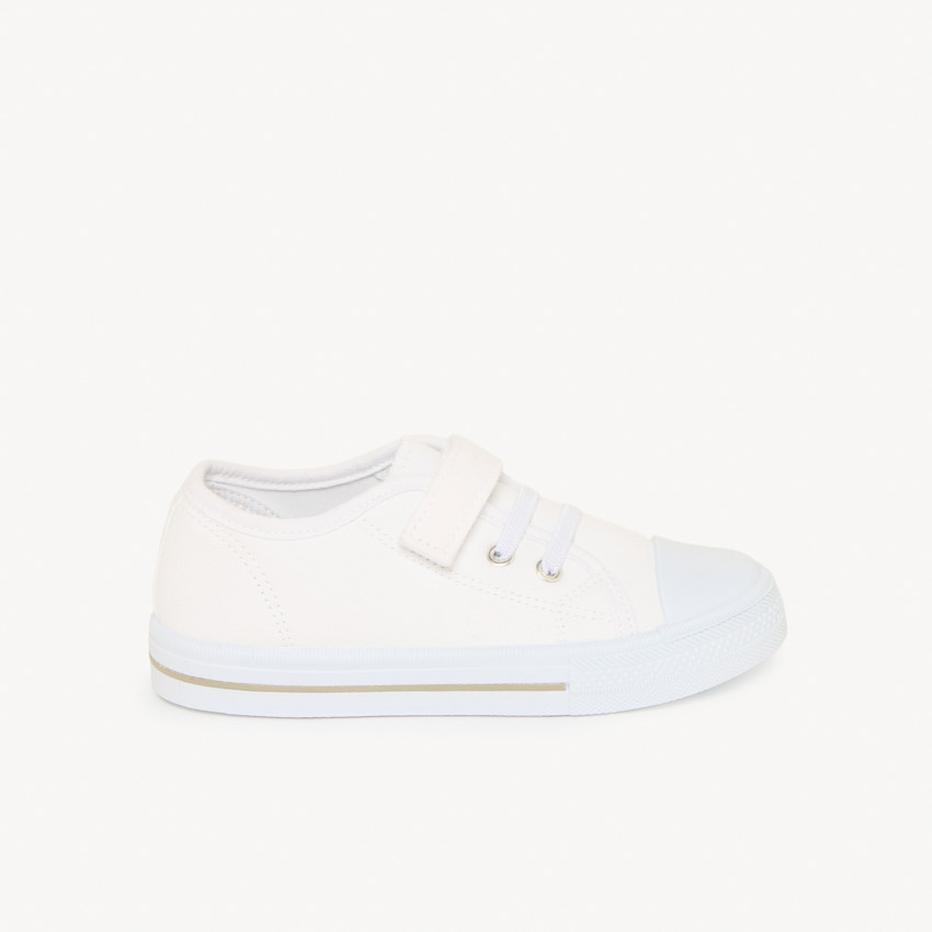 Baskets blanches en toile à scratch pour bébé garçon 