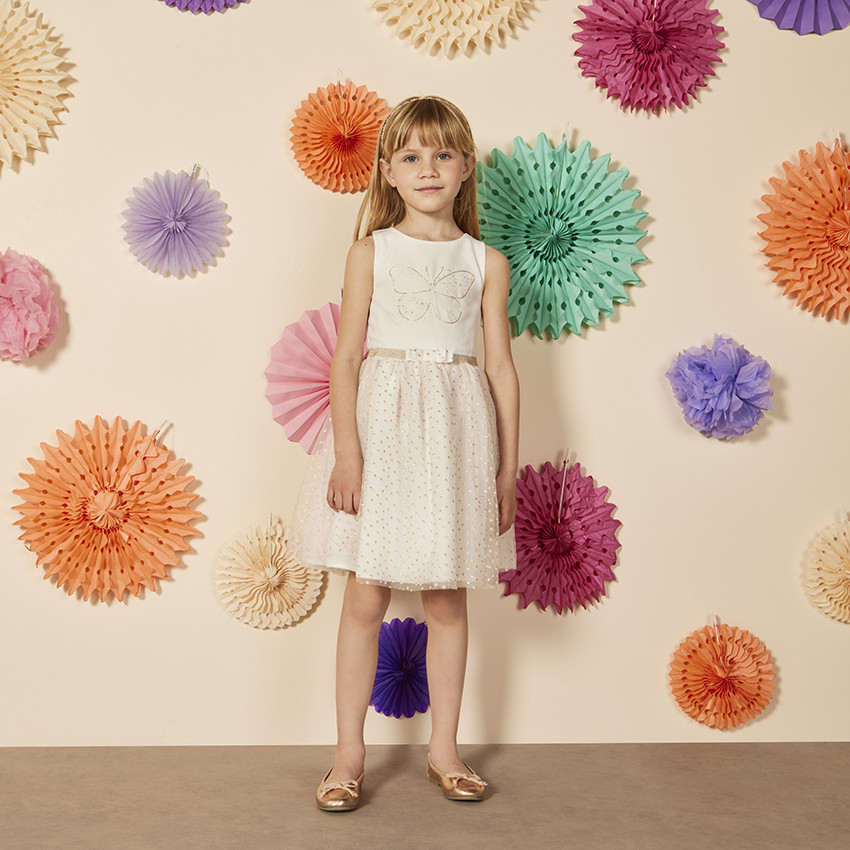 Robe de cérémonie en crêpe et tulle pour fille 