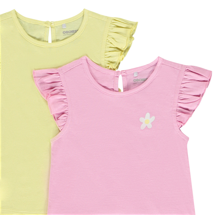 Lot de 4 t-shirts manches volantées fantaisies pour bébé fille 