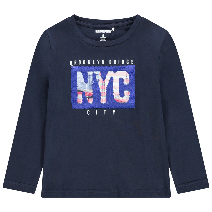 T-shirt manches longues en coton bio à sequins pour enfant garçon 