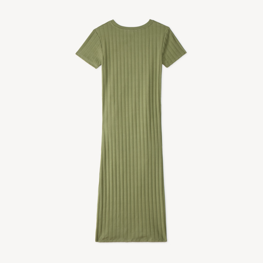 Robe longue manches courtes en maille côtelée pour femme enceinte 