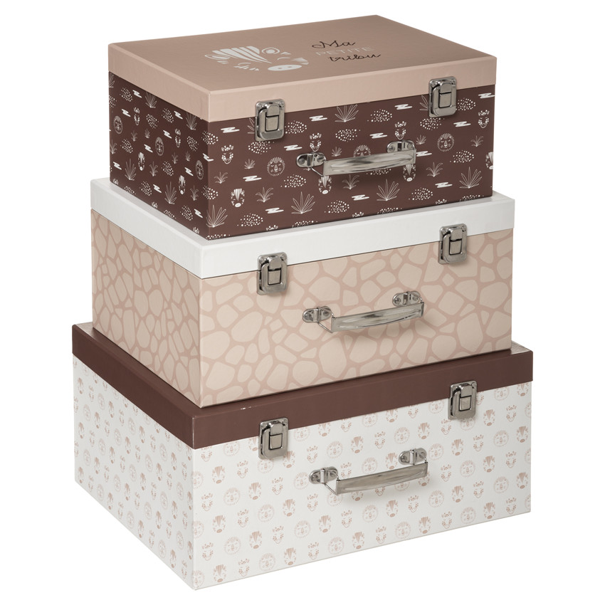Lot de 3 boîtes en carton - Safari 